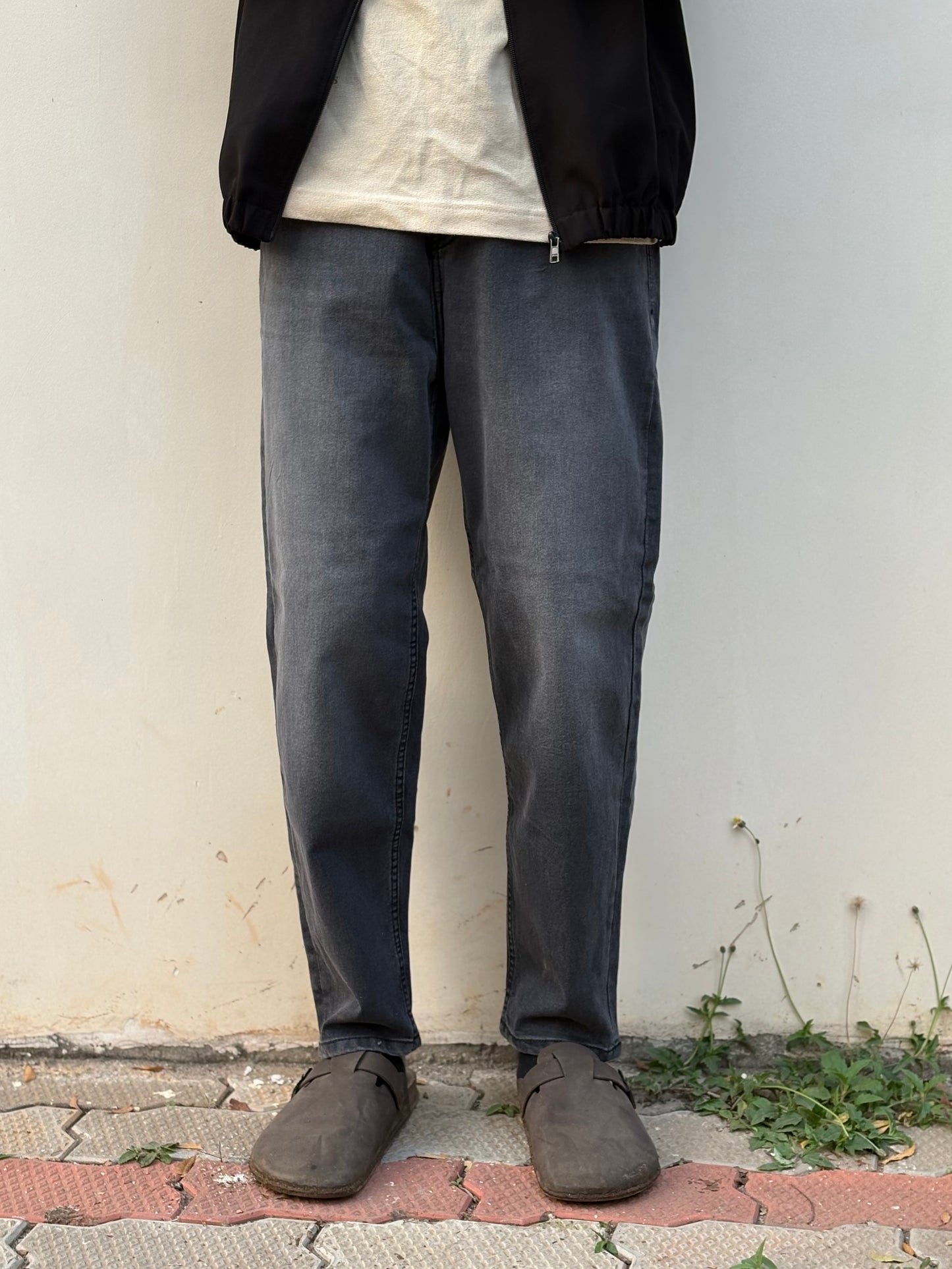 Dark Grey Slouchy Fit Jeans