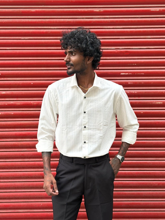 White Self Striped Shirt