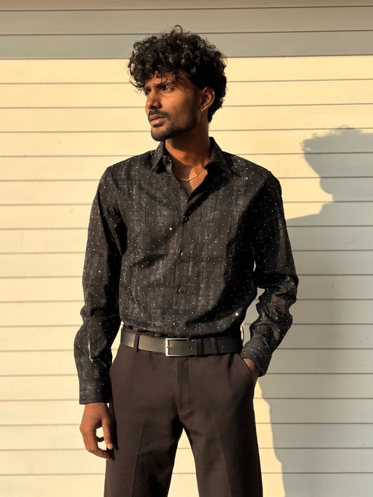 Black Printed Stone Shirt