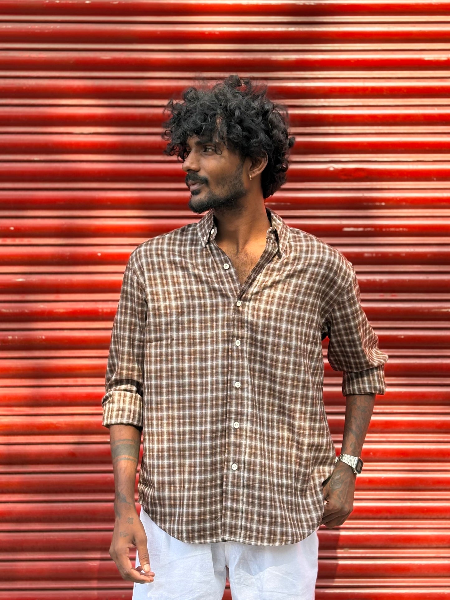 Brown Flannel Checked Shirt