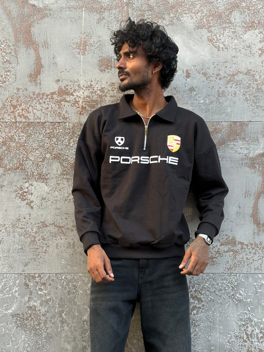 Black Porsche Zipper Sweatshirt