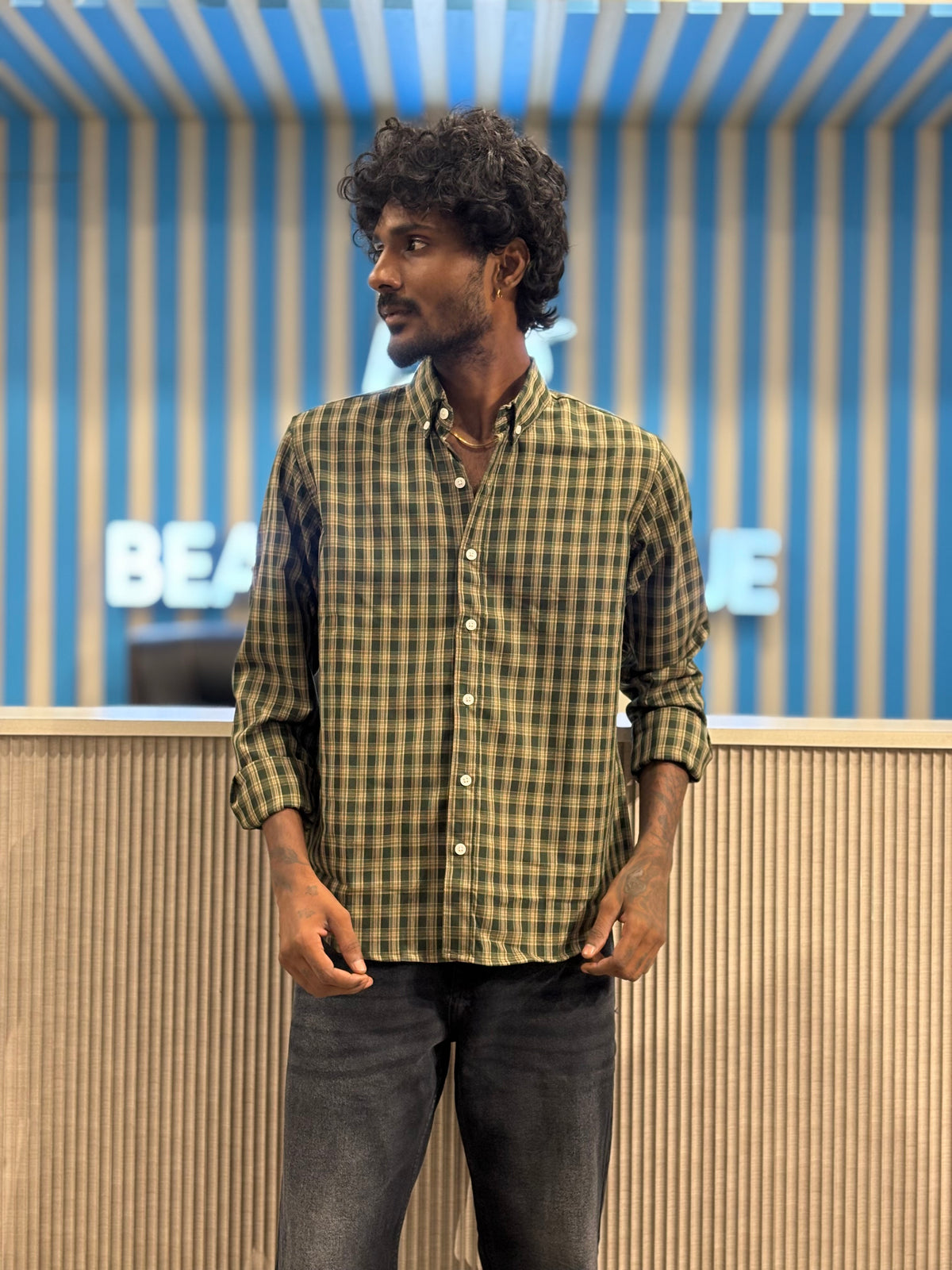 Green Imported Checked Shirt