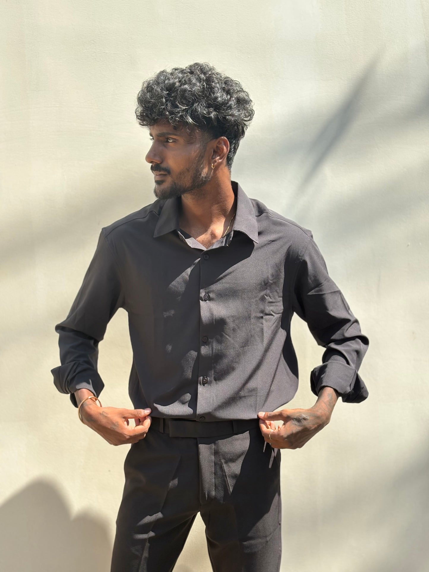 Black Slim Fit Liquid Shirt