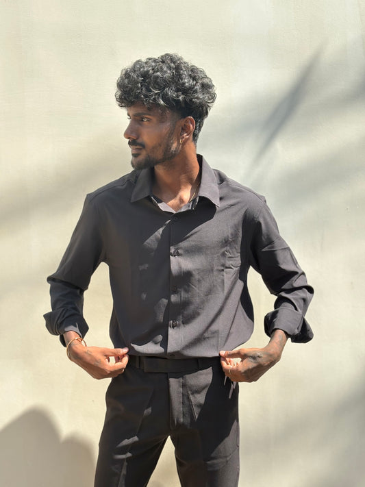 Black Slim Fit Liquid Shirt