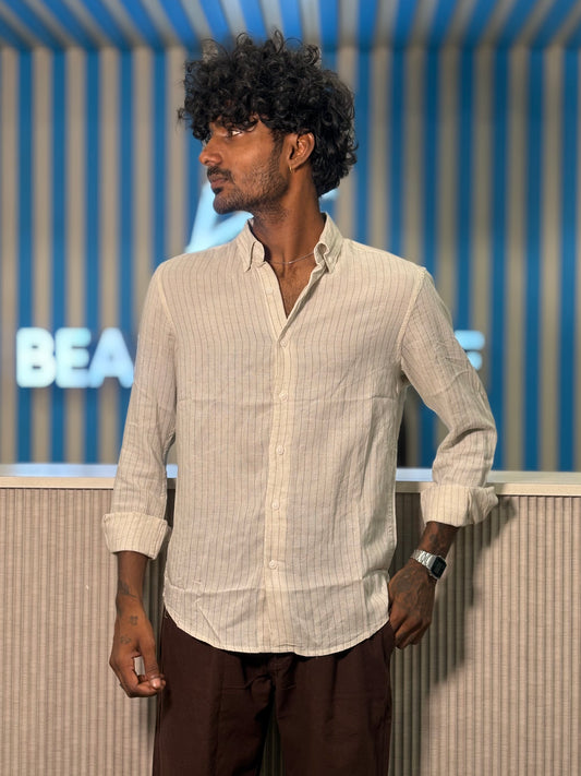 Cement Linen Striped Shirt