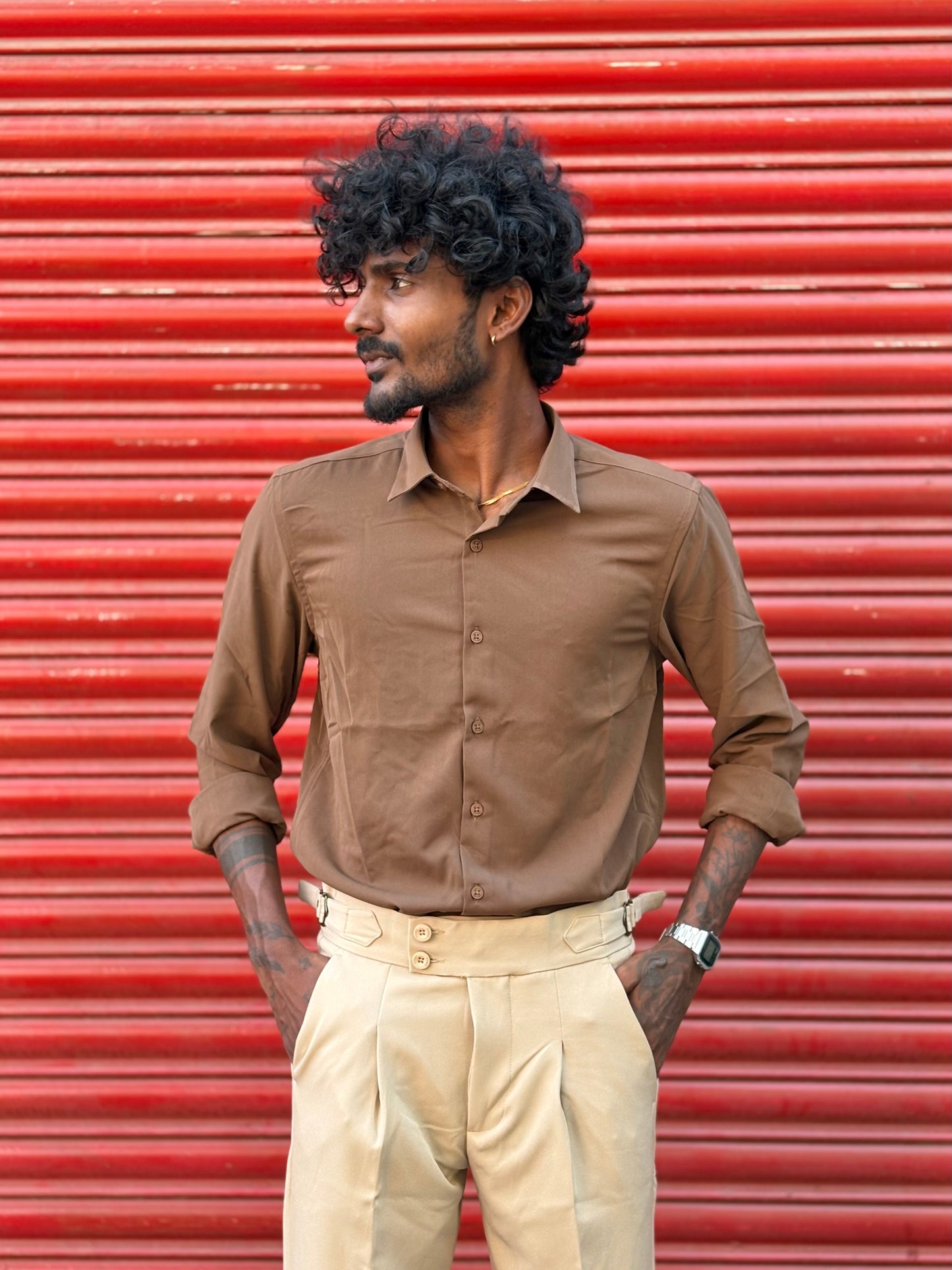 Brown Armani Solid Shirt