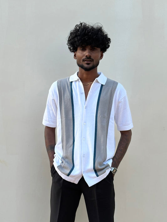 Light Grey Flat Knit Half Sleeve Shirt