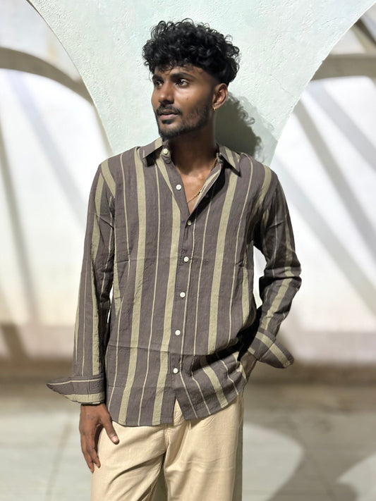 Brown Striped Old Money Shirt