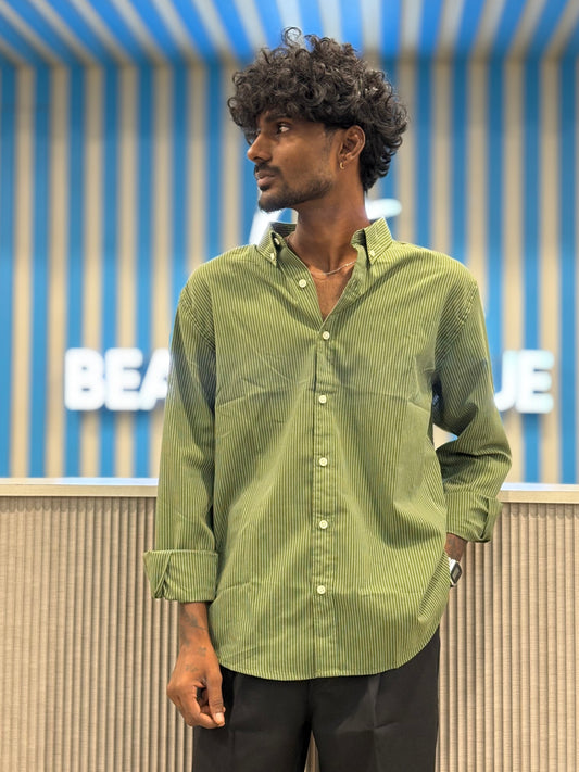 Green Striped Old Money Shirt