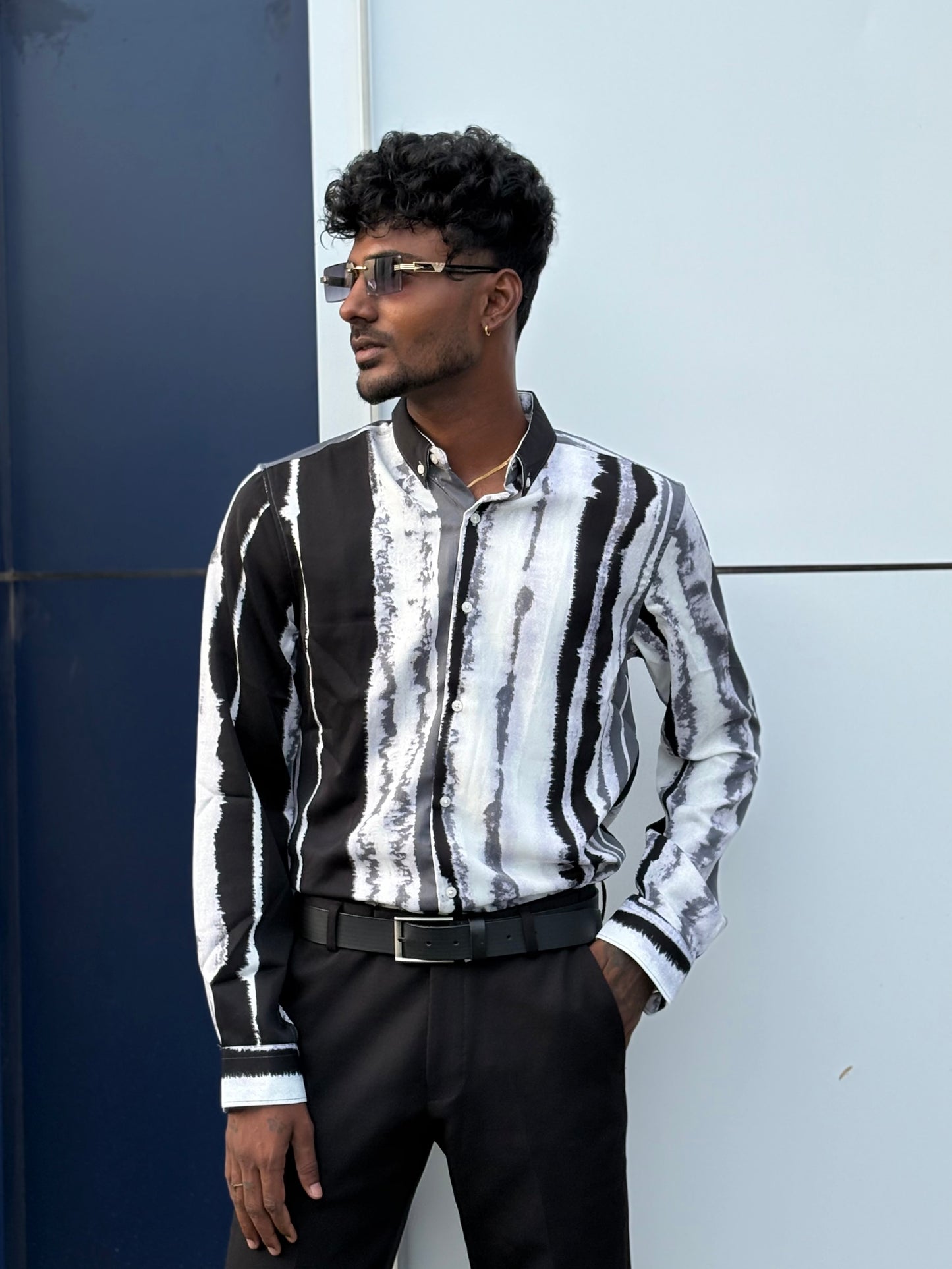 Black And White Imported Rayon Viscose Shirt