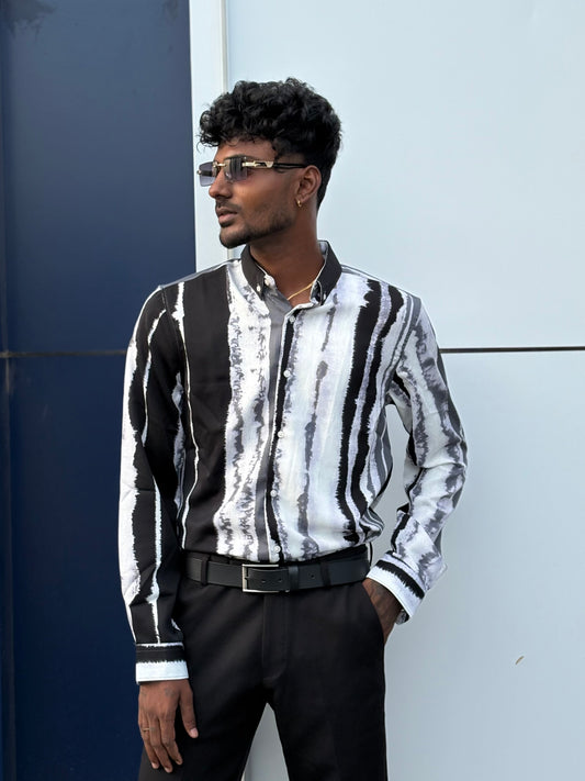 Black And White Imported Rayon Viscose Shirt