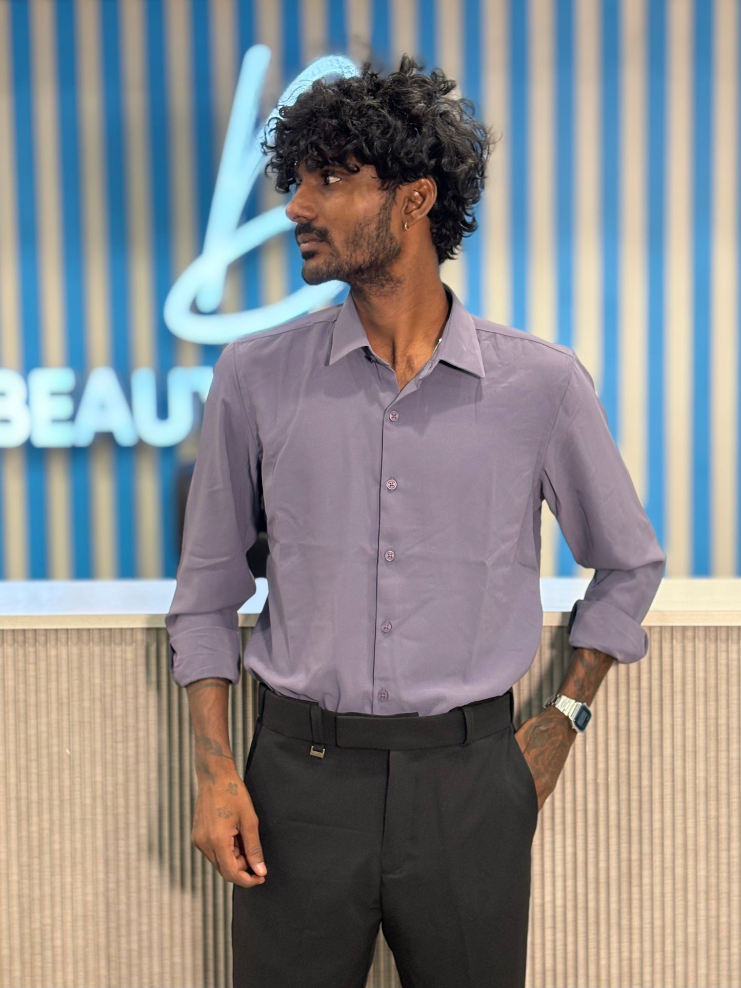 Purple Armani Solid Shirt