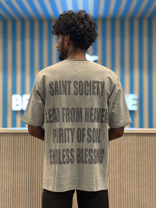 Grey Acid Wash Oversized Tshirt