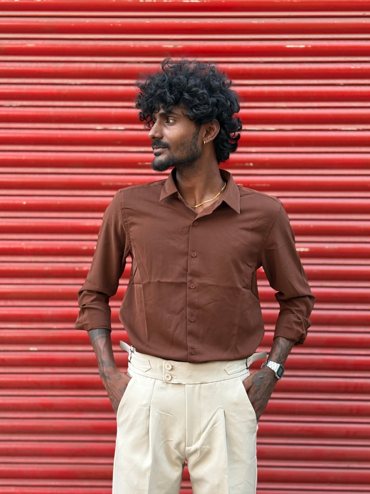 Brown Armani Solid Shirt