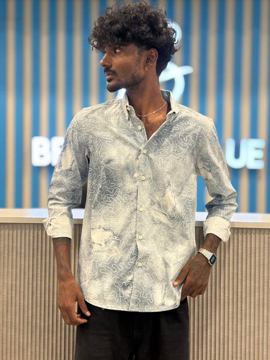 Blue Printed Tie Dye Shirt