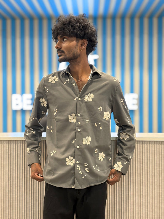 Grey Puff Printed Shirt