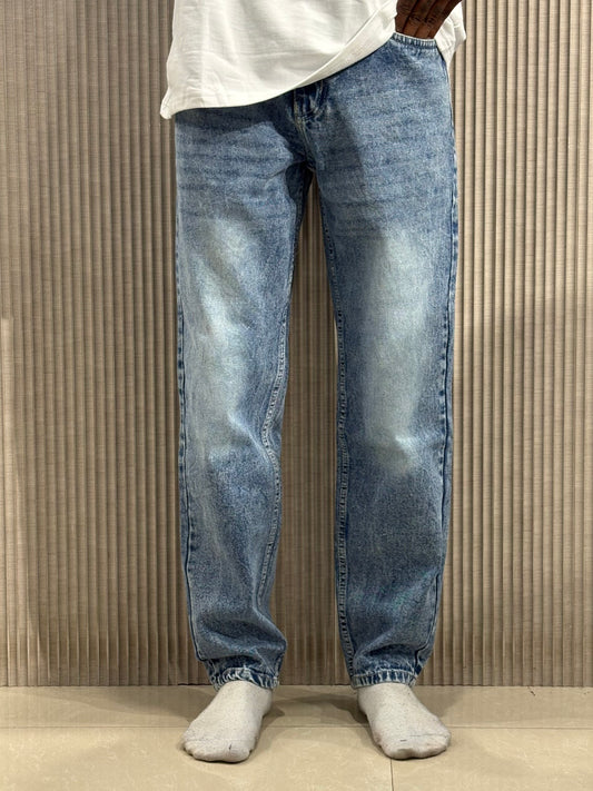 Blue Whisker Shaded Mom Fit Jeans