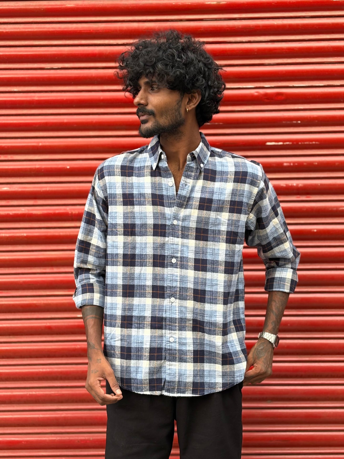 Blue Flannel Checked Shirt