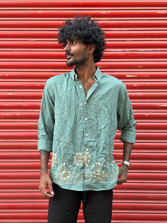 Green Bottom Embroidery Shirt