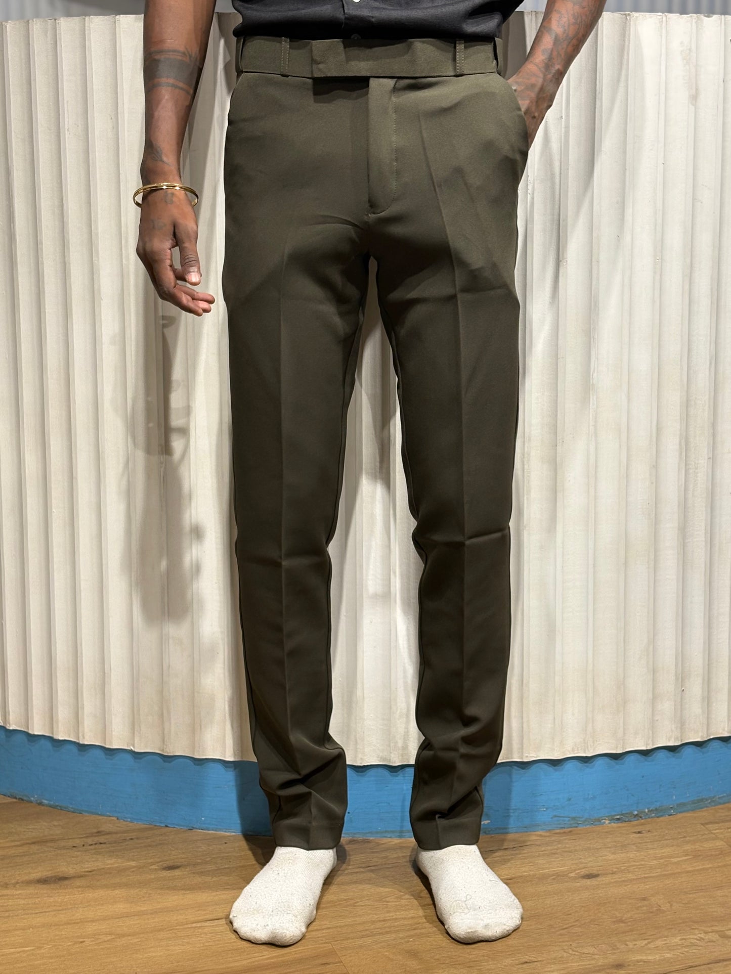 Dark Green Polo Fit Formal Pants