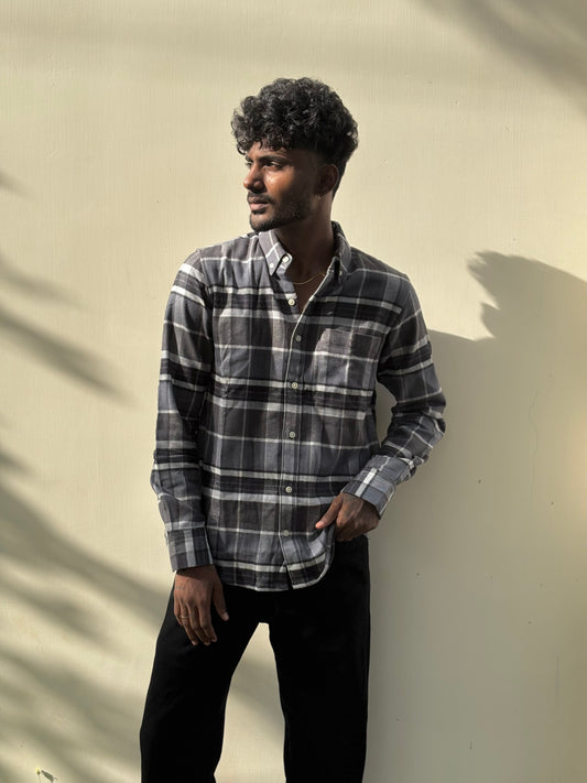 Grey And Black Flannel Shirt