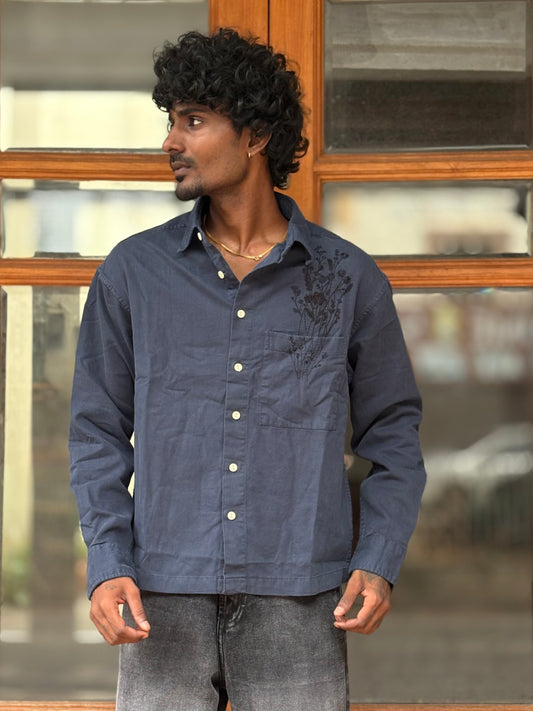 Blue Rfd Corduroy Embroidery Shirt