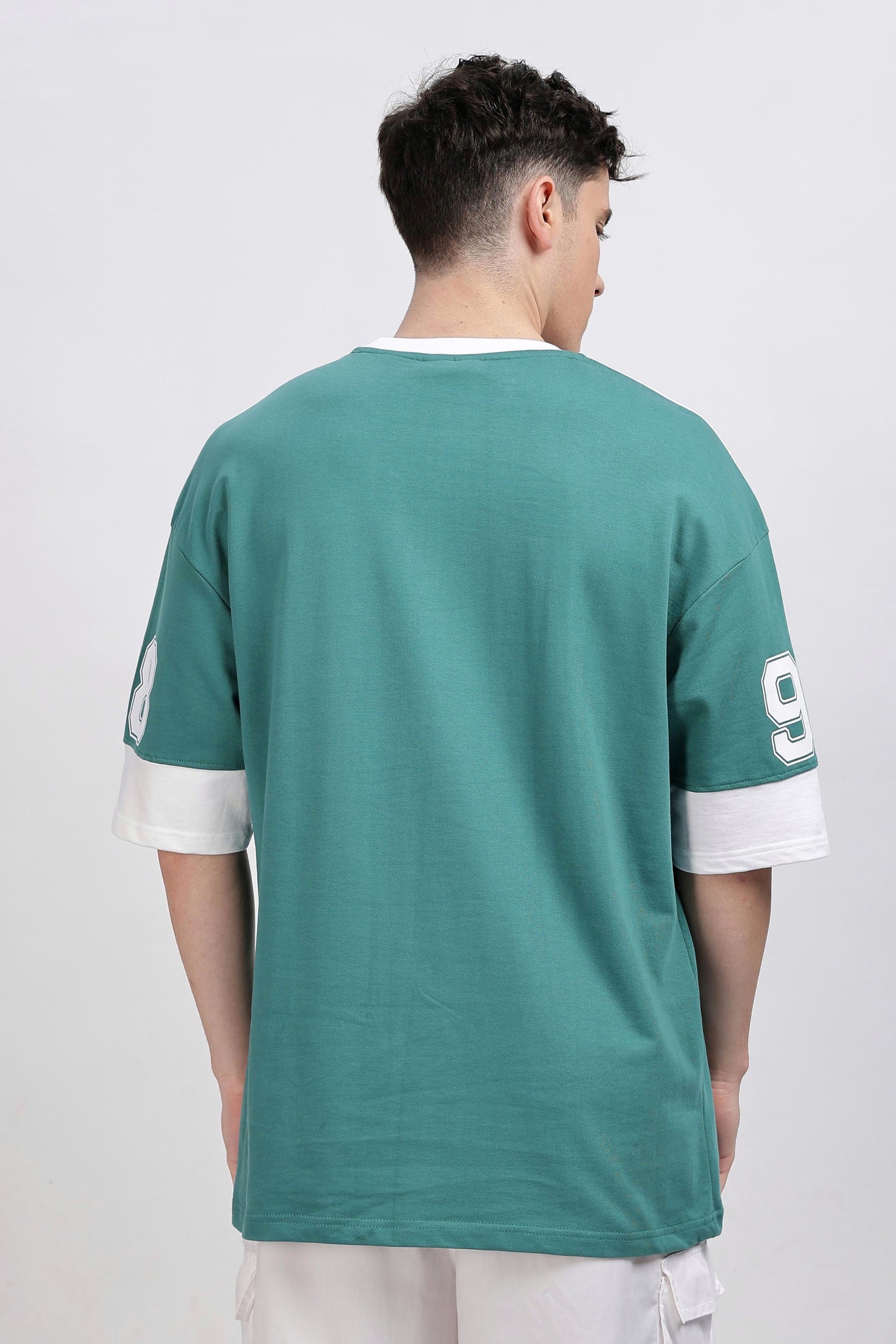 Green And White Oversized Tshirt