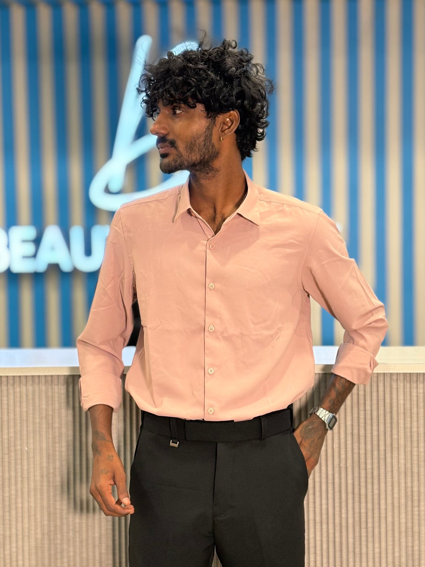 Peach Armani Solid Shirt