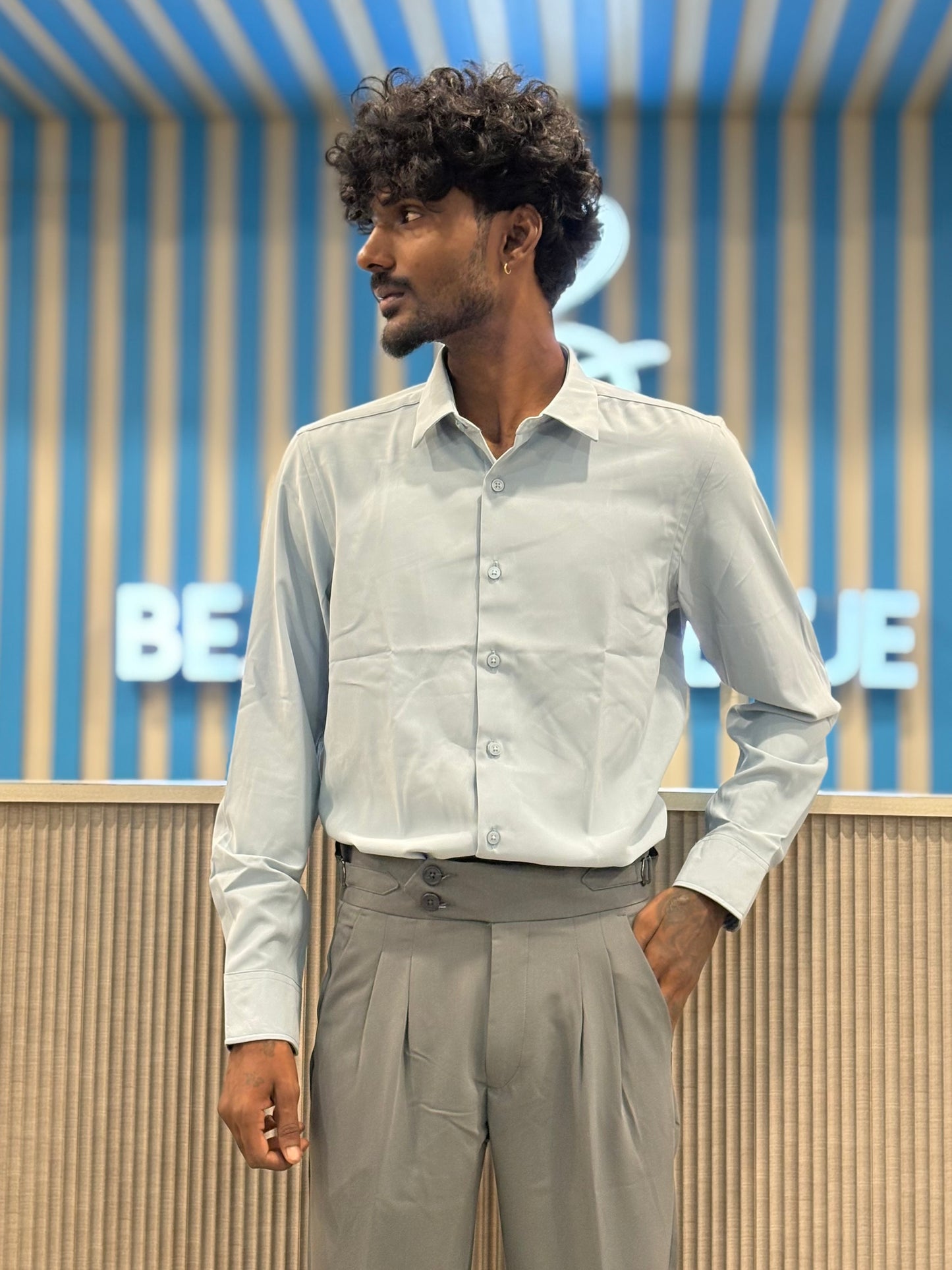 Light Blue Armani Solid Shirt