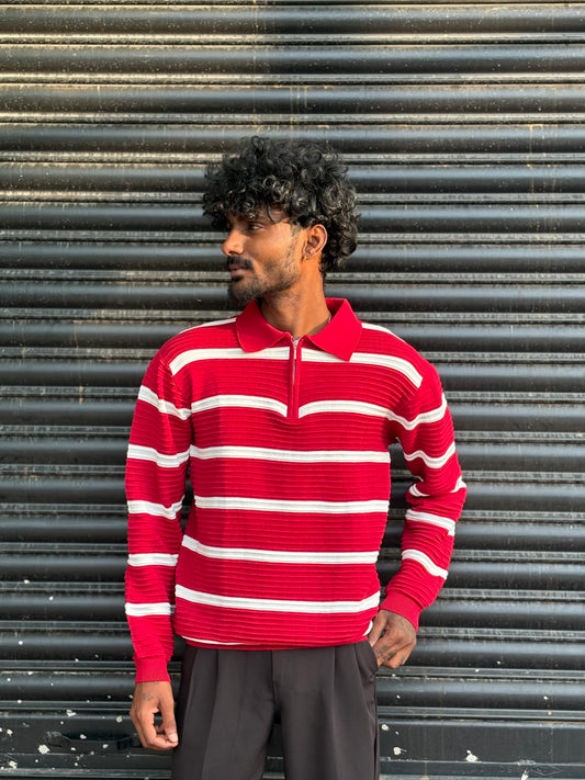 Red Full Sleeve Polo Tshirt
