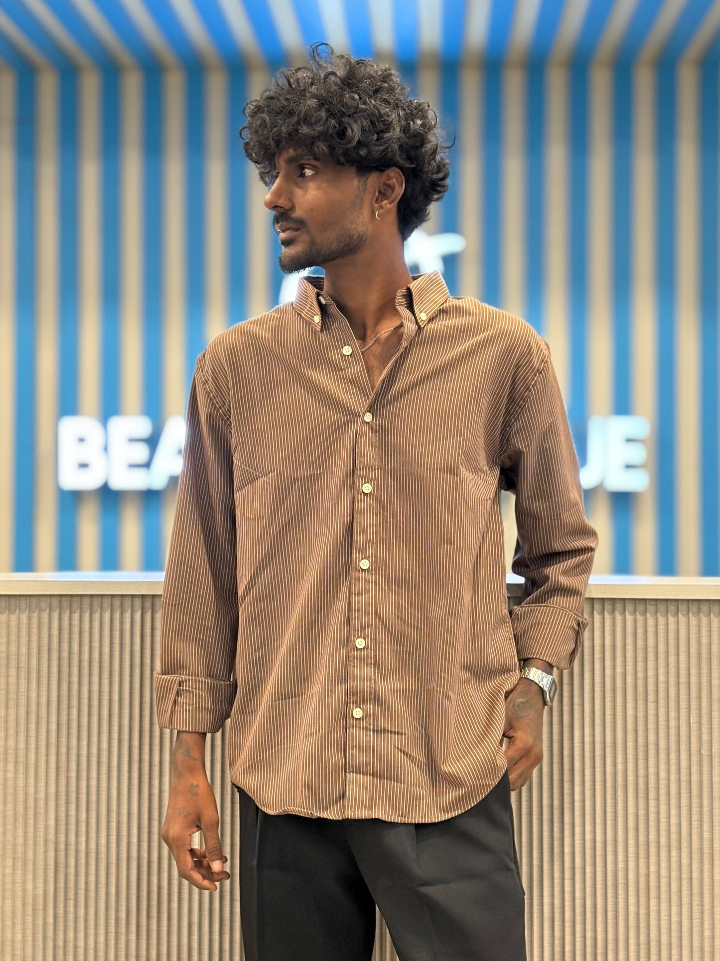 Brown Striped Old Money Shirt