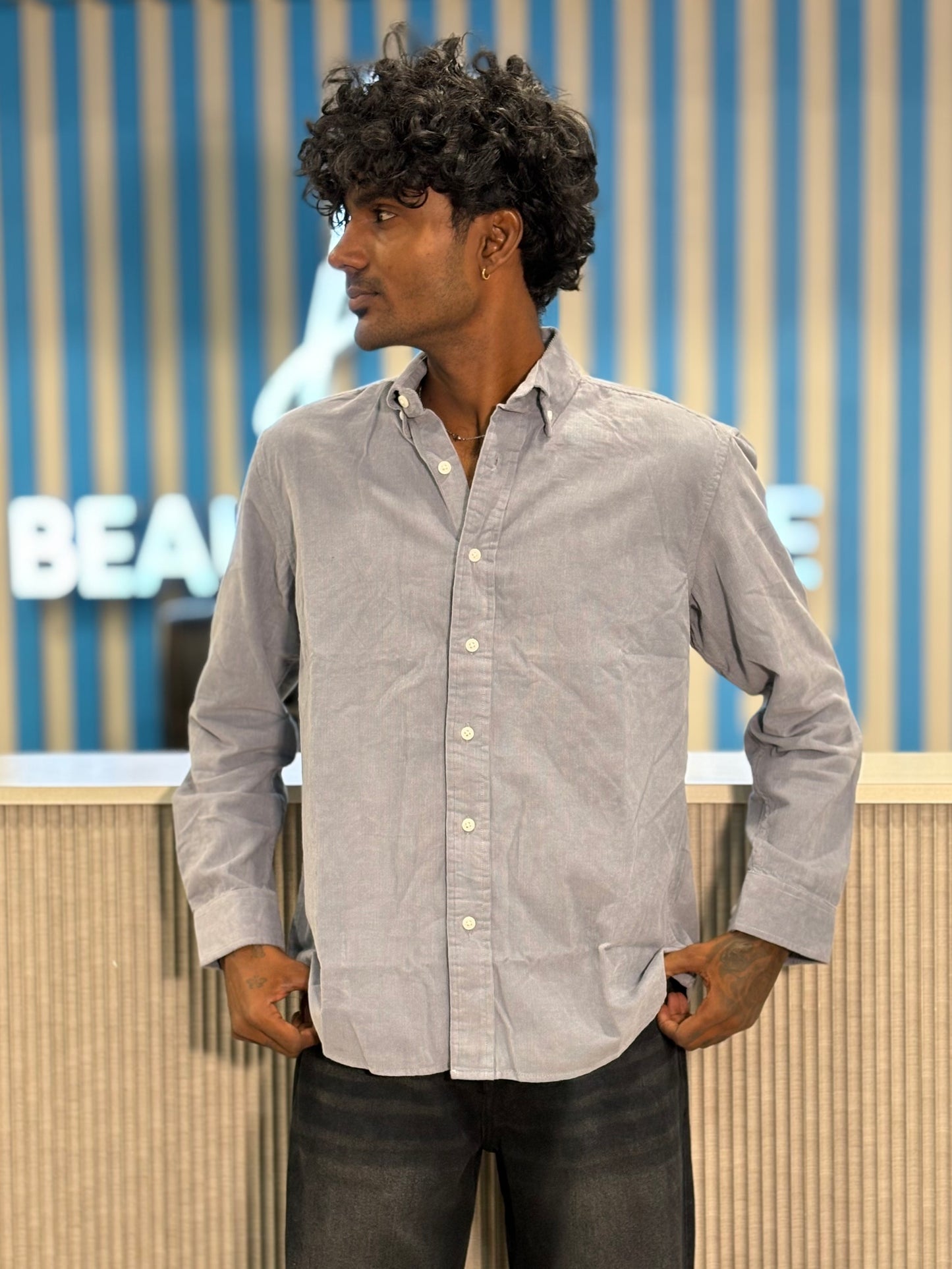 Light Grey Corduroy Shirt