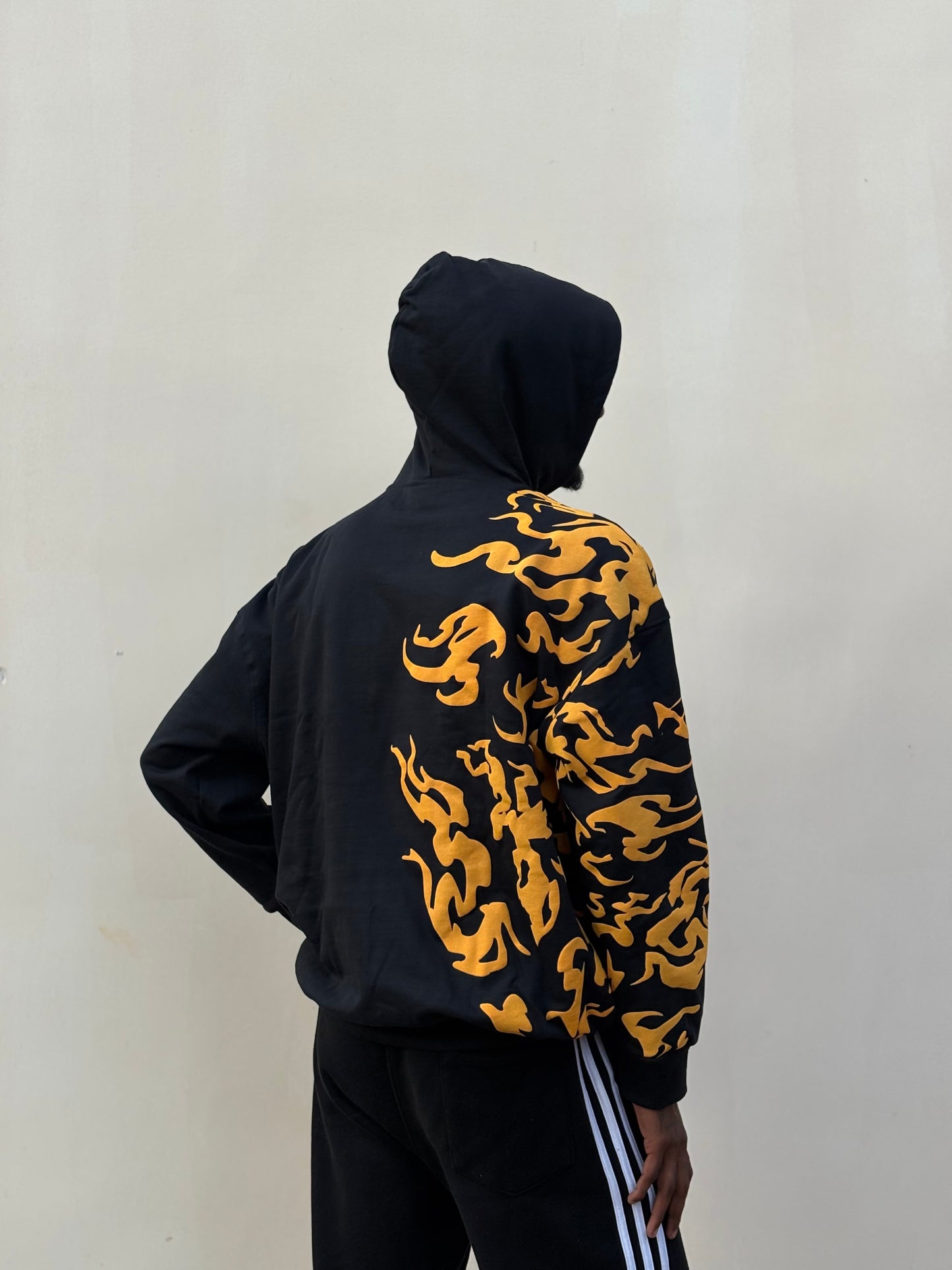 Black Printed Oversized Hoodie