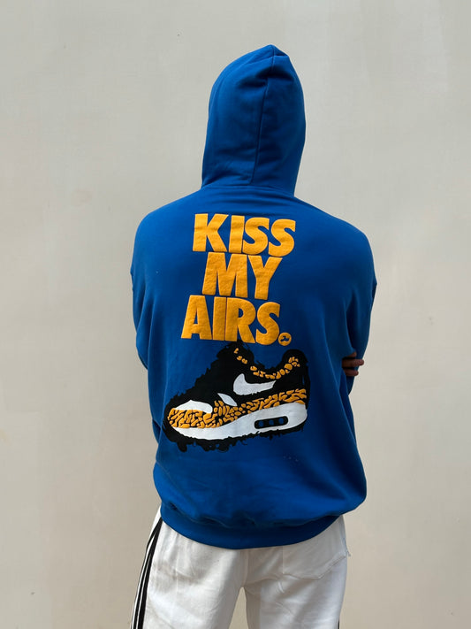 Blue Printed Oversized Hoodie