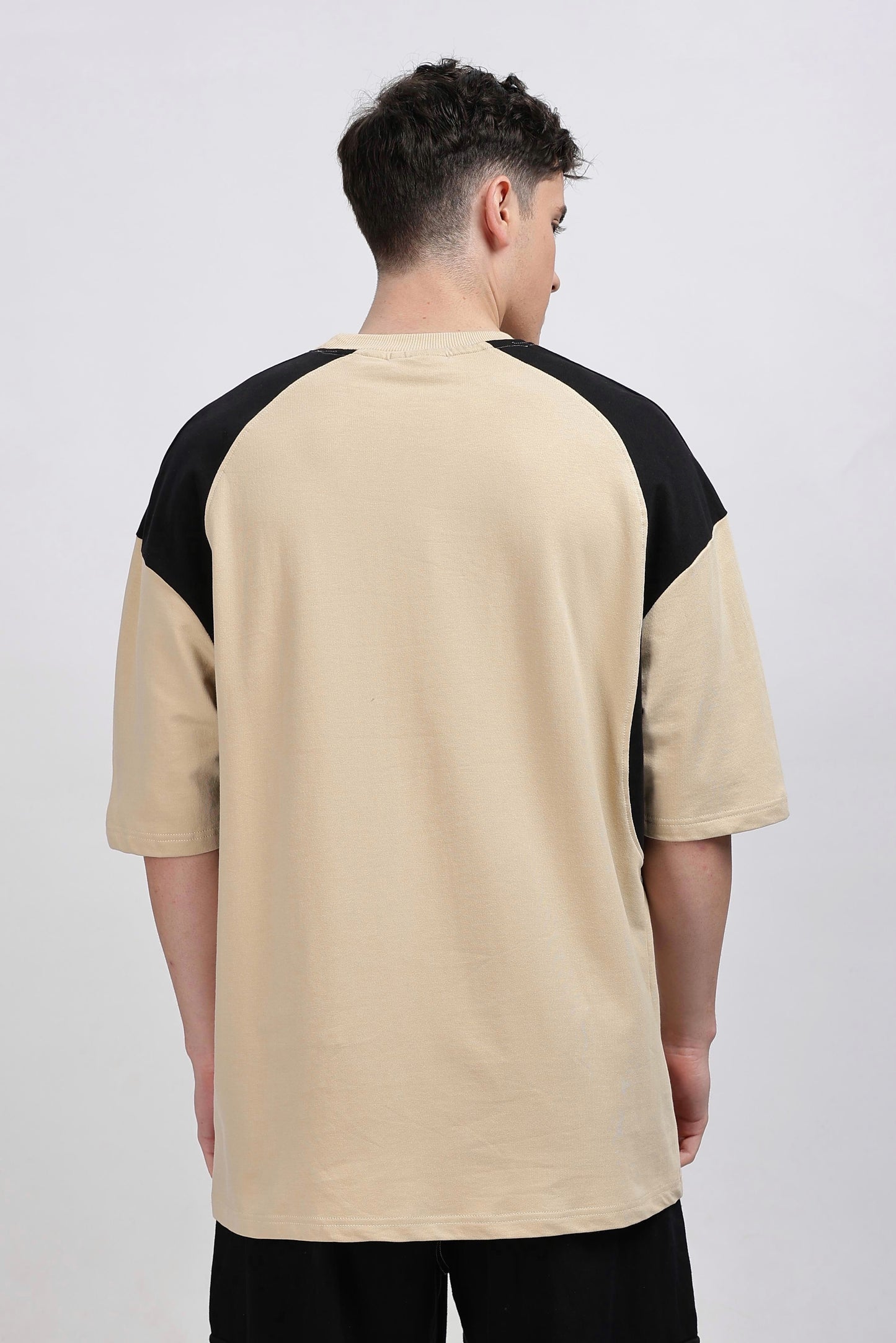 Beige And Black Oversized Tshirt