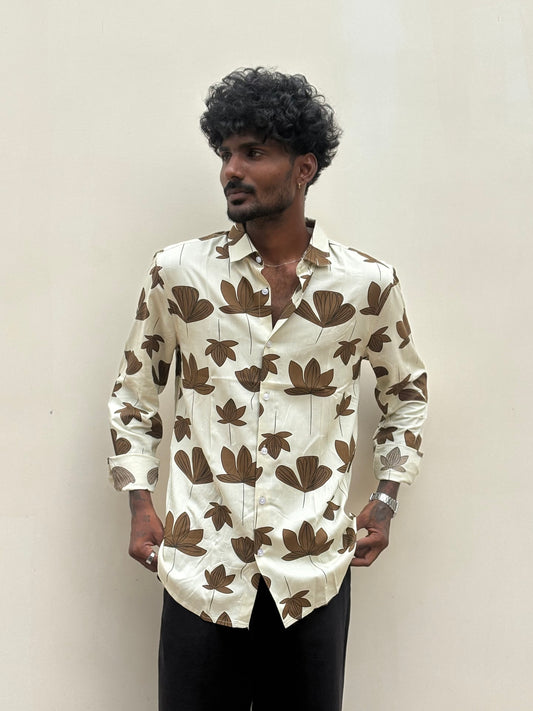 Brown Rayon Viscose Printed Shirt