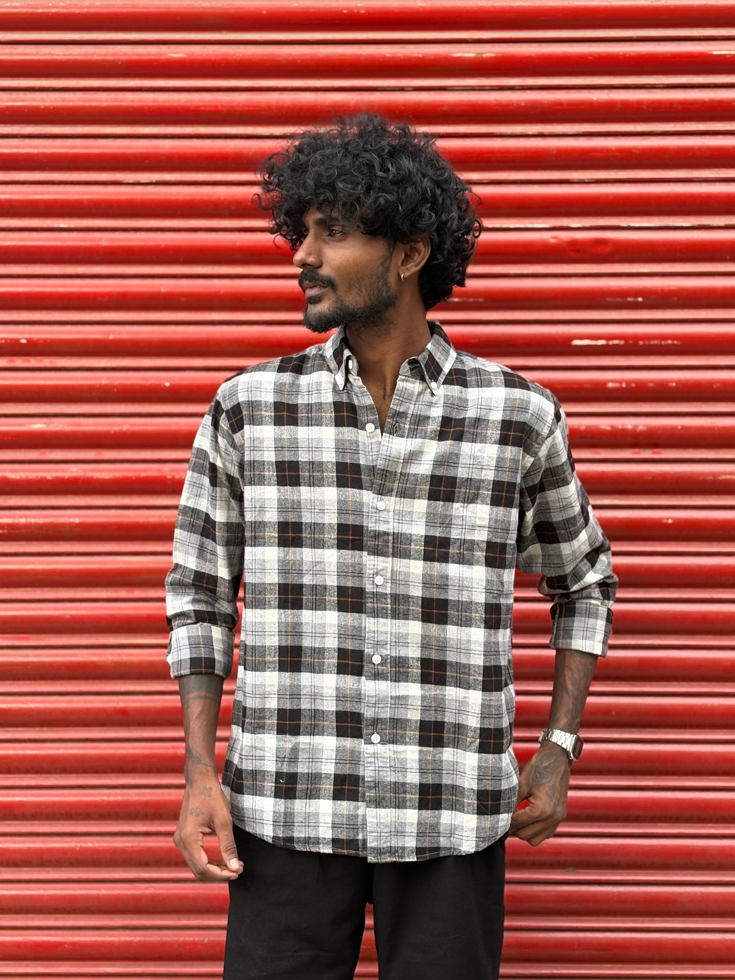 Black Flannel Checked Shirt