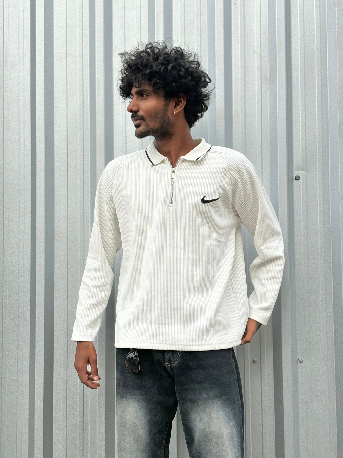 Off White Zipper Sweatshirt