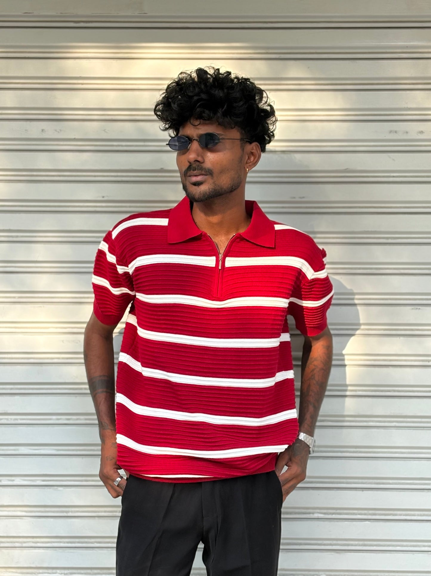 Red Zipper Polo Tshirt