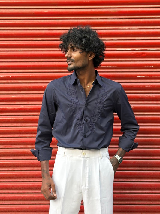 Blue Embroidery Shirt