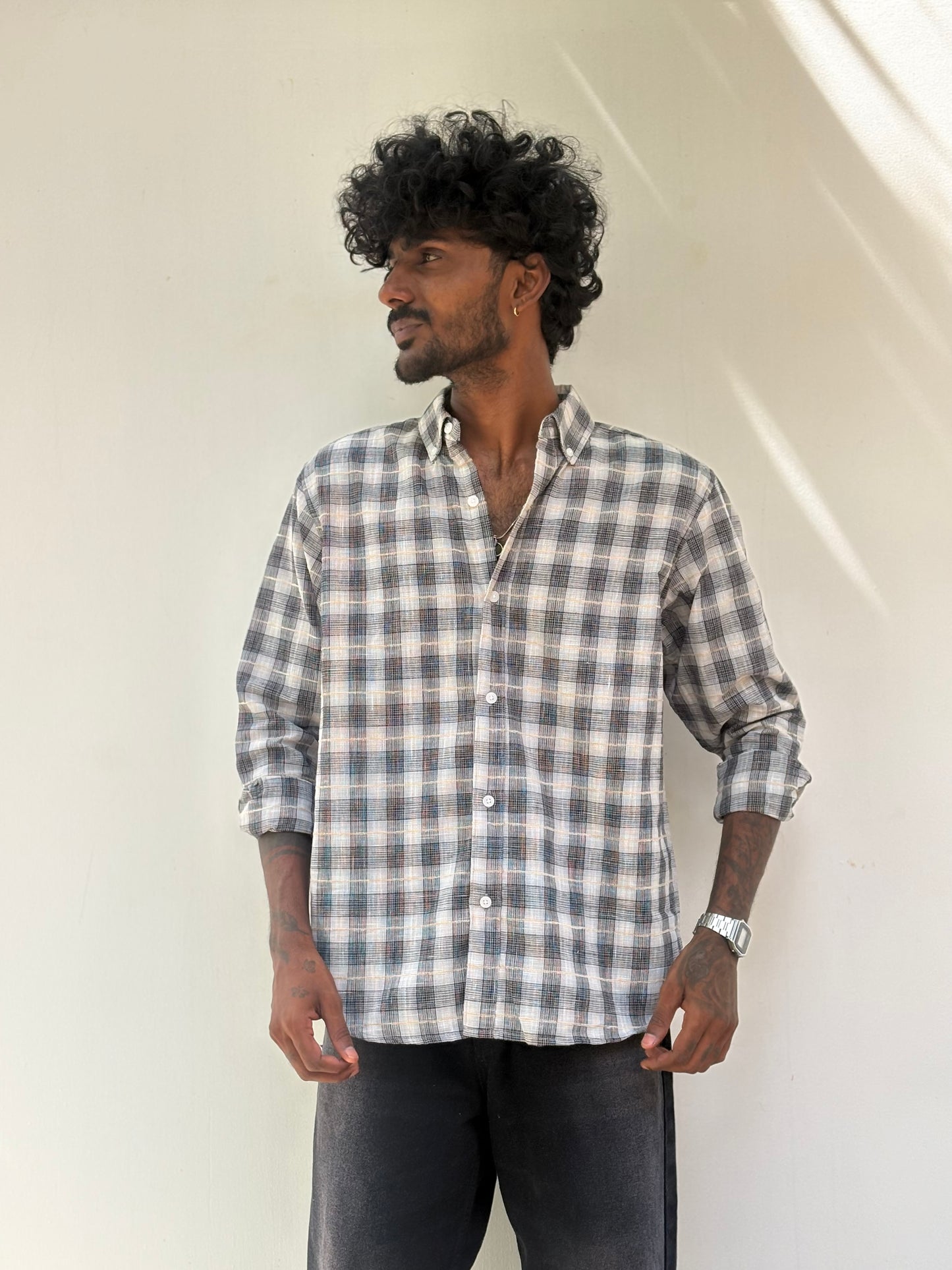 Black Flannel Checked Shirt