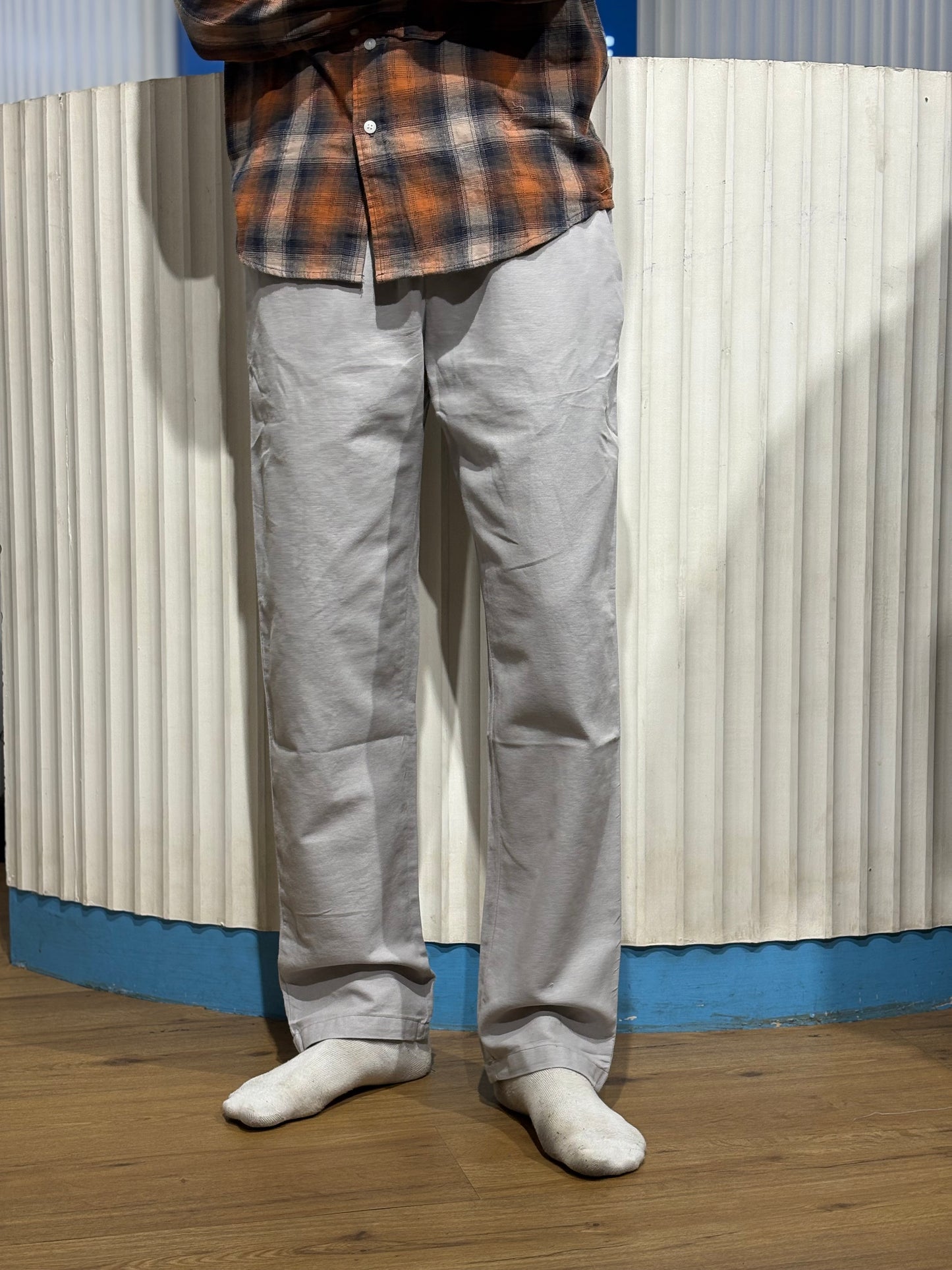 Light Grey Linen Baggy Pants