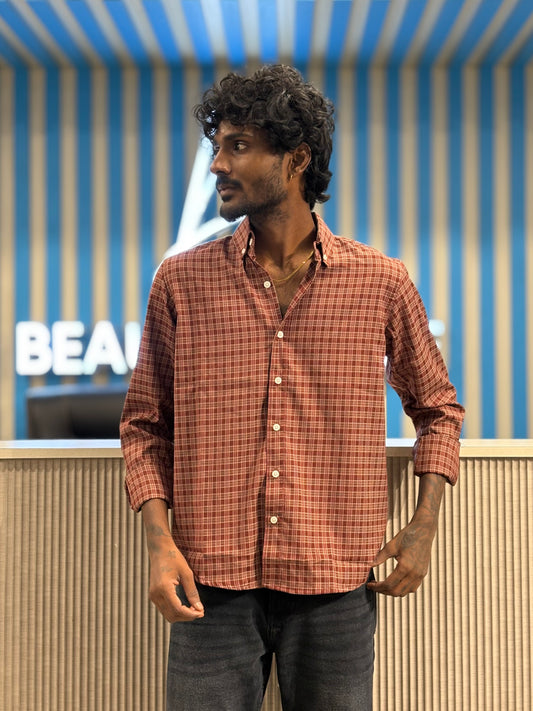 Red Imported Checked Shirt