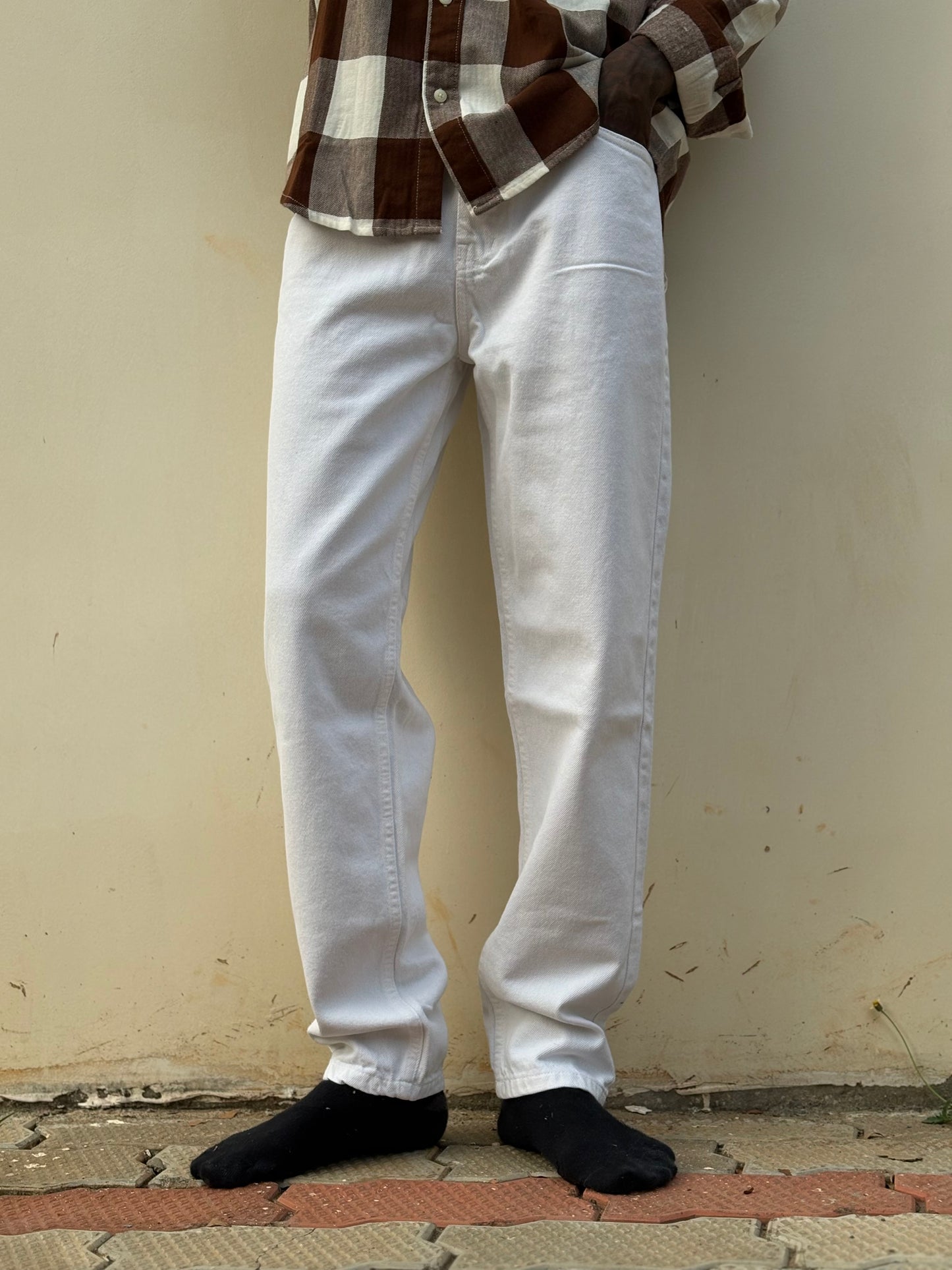 White Semi Baggy Jeans
