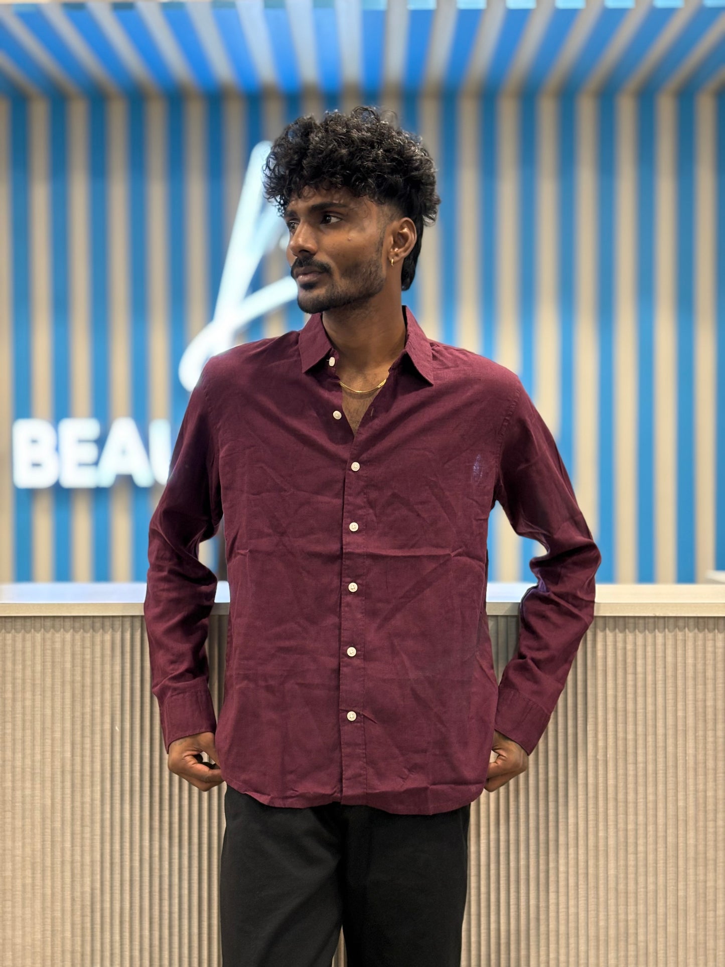 Maroon Linen Shirt