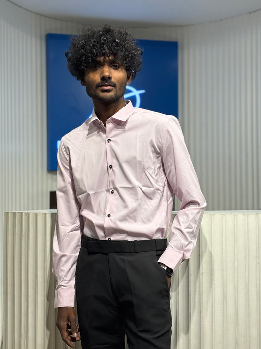 Light Pink Slim Fit Liquid Shirt