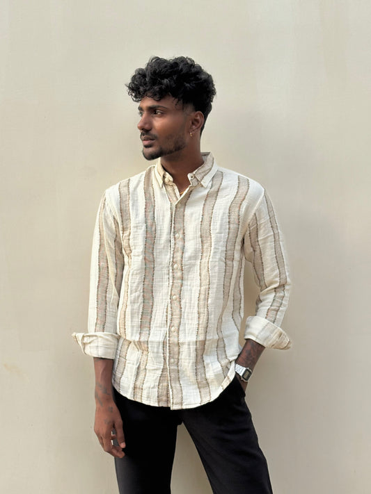 Brown Striped Linen Shirt