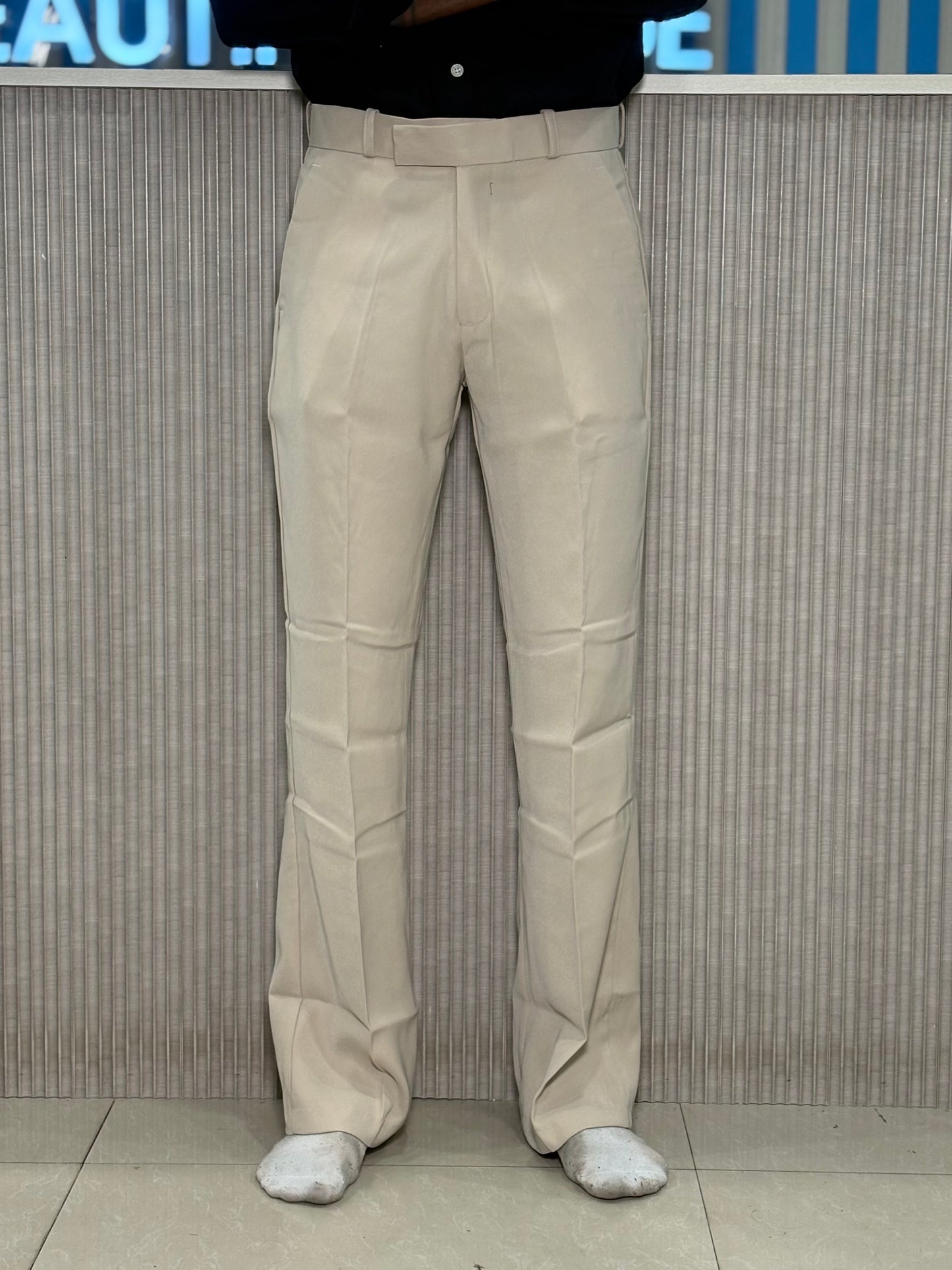 Cream Bootcut Formal Pants