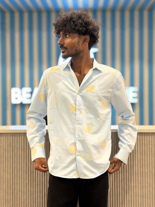 Light Blue Puff Printed Shirt