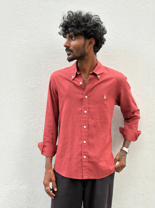 Brick Red Linen Shirt